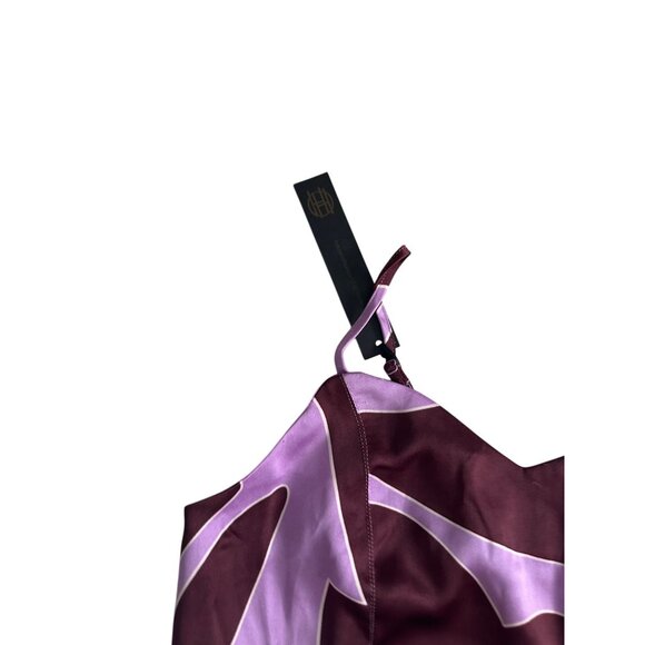 HOUSE OF HARLOW Purple Patterned Satin Crop Top Size Medium NEW NWT - Picture 4 of 7